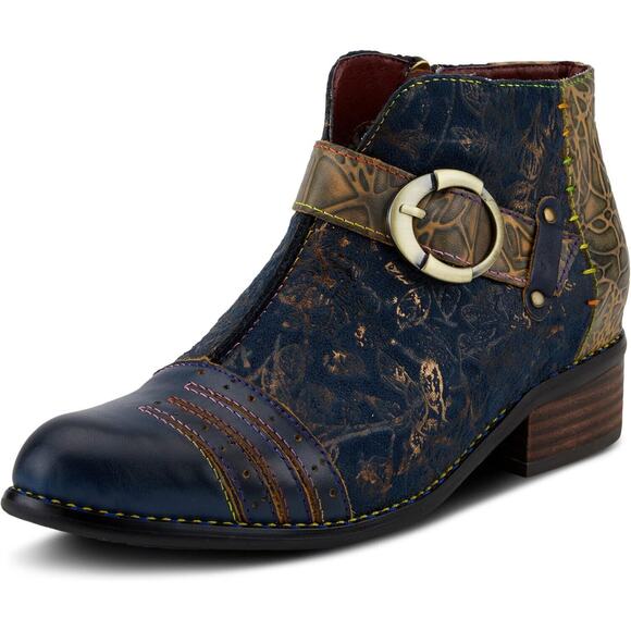 L'Artiste by Spring Step Womens Georgiana Leather Ankle Boot -- Blue Multi NEW - Picture 1 of 8